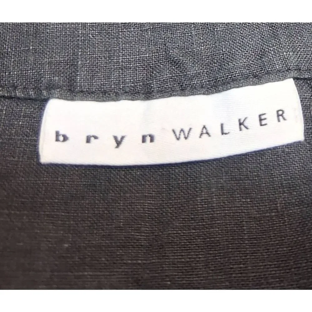 Bryn walker women xl boat neck blouse linen boxy black minimalist lagenlook top - Picture 4 of 8